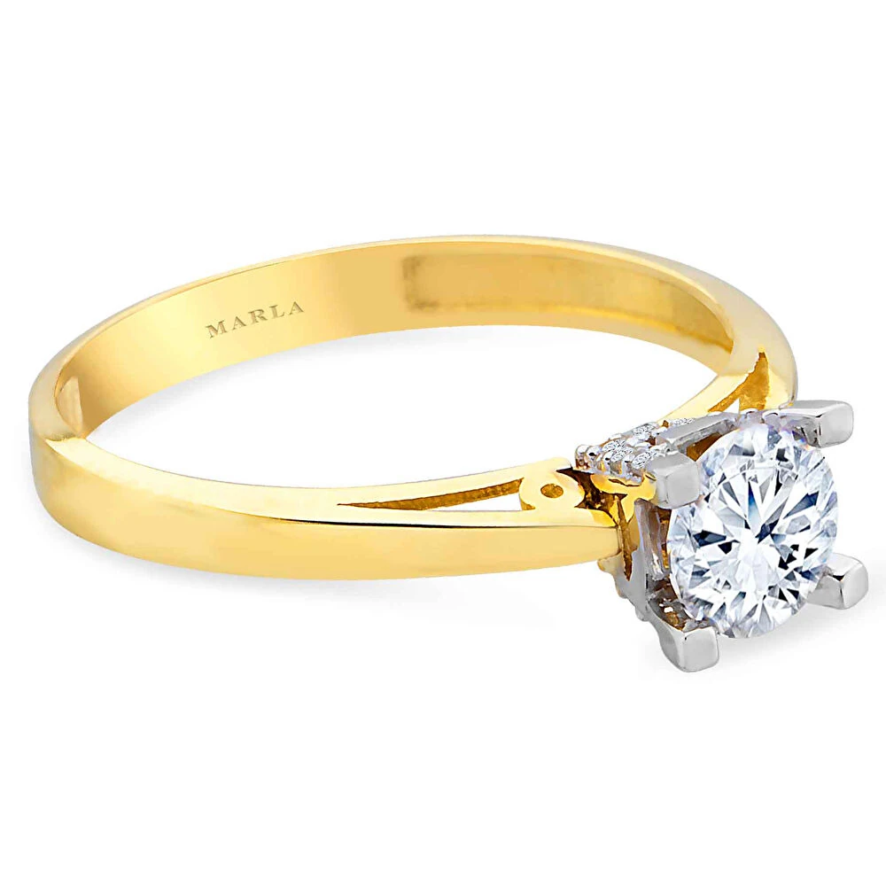 Altın İki Renk Tektaş Yüzük