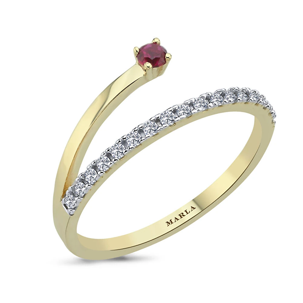 Taş Detaylı  Altın Yüzük