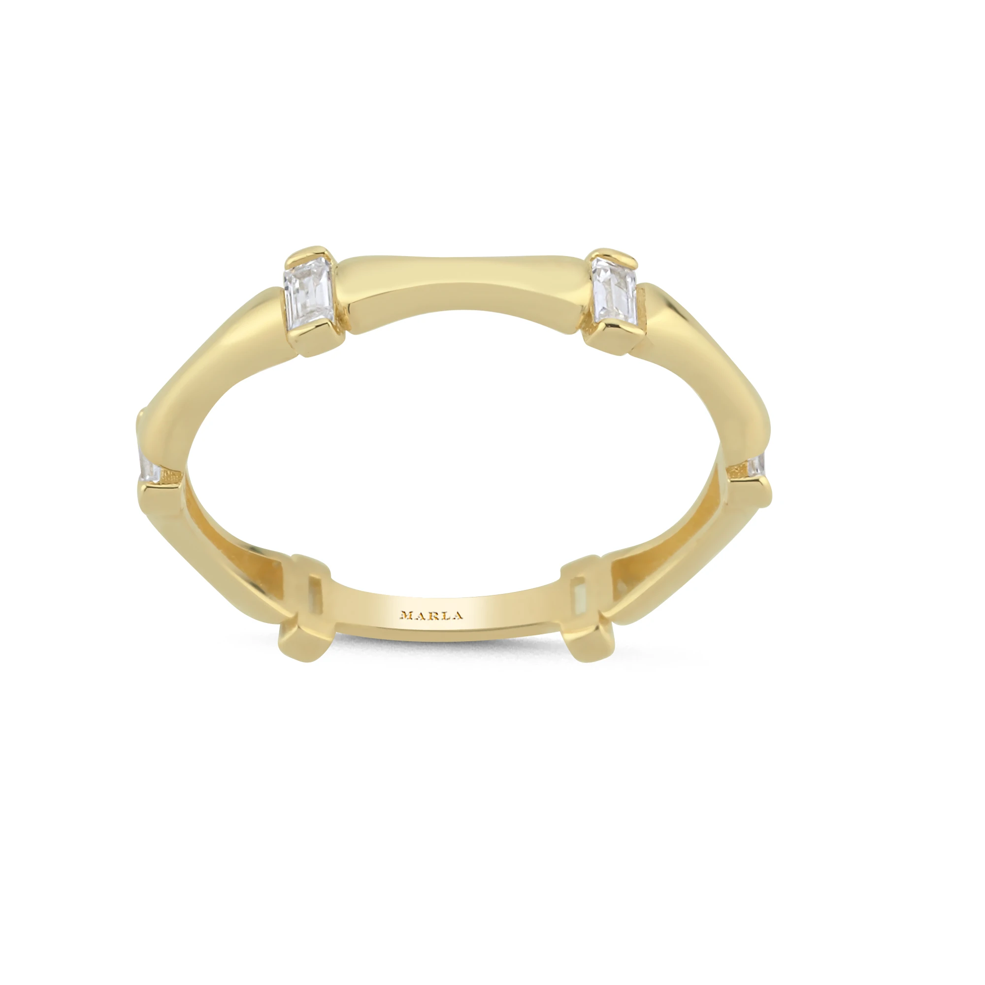 Baget Taş Detaylı Altın Yüzük