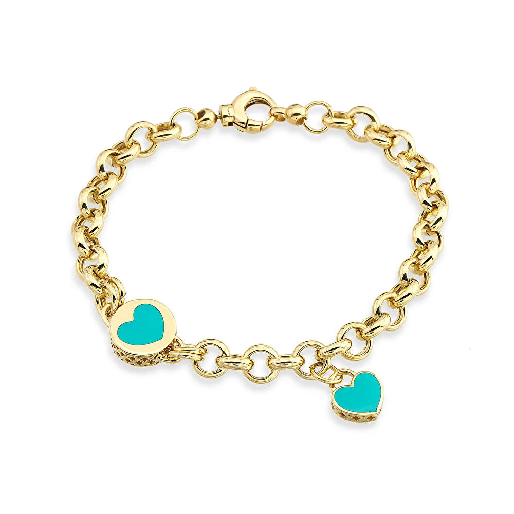 İki Renk Mineli Altın Bileklik