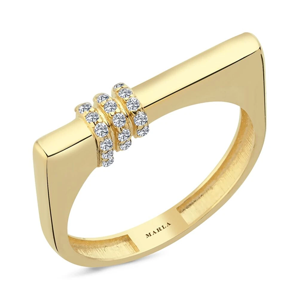 Taş Detaylı Altın Yüzük