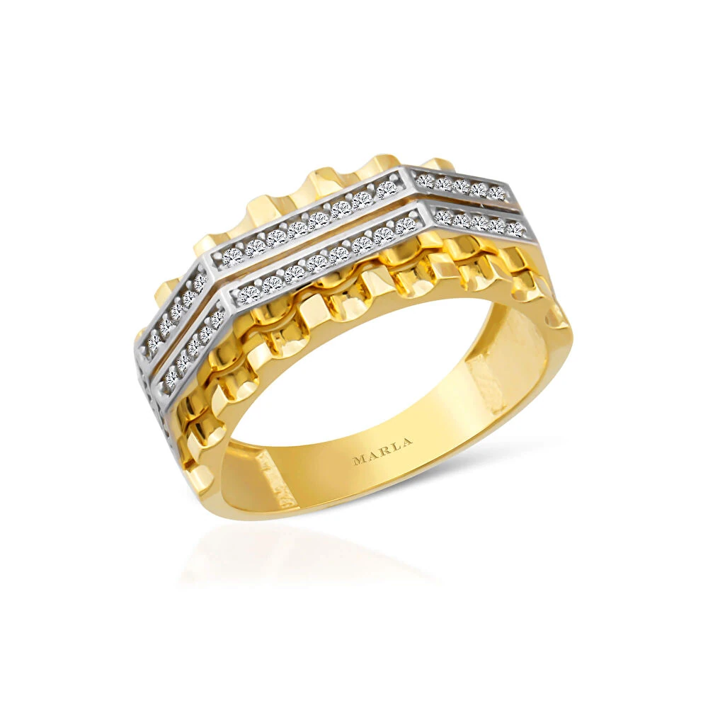 Taş Detaylı Altın Yüzük