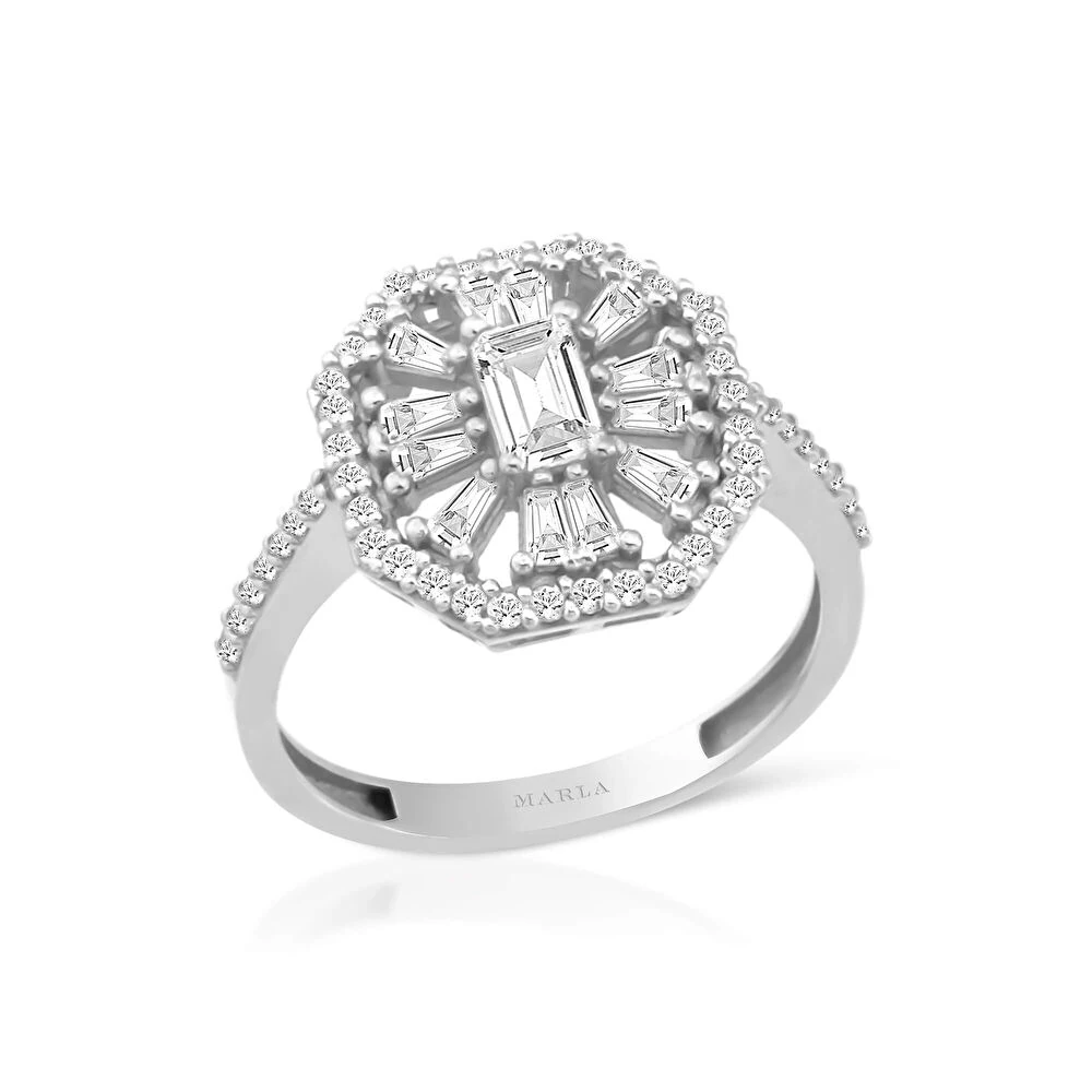 Beyaz Altın Baget Yüzük