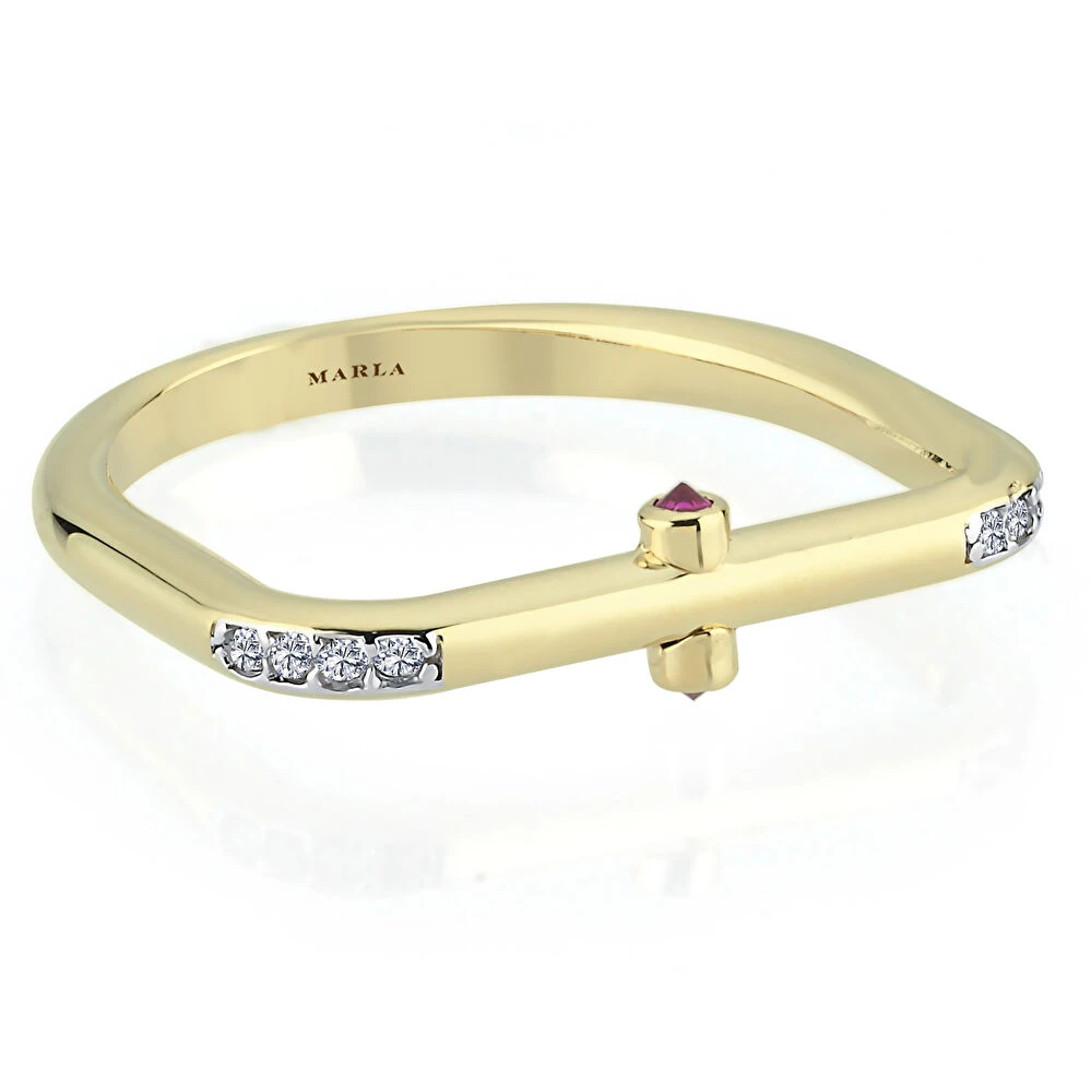 Taş Detaylı  Altın Yüzük