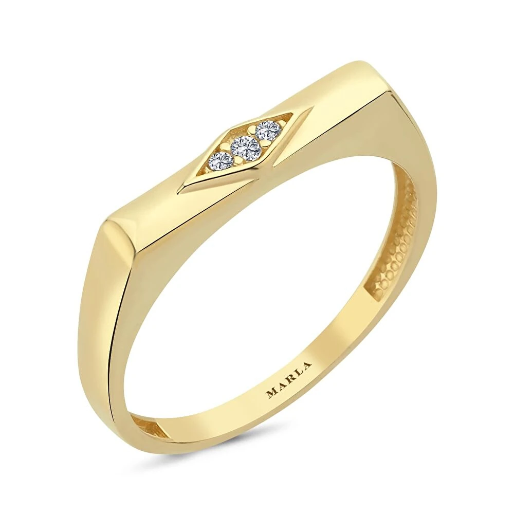 Taş Detaylı Altın Yüzük