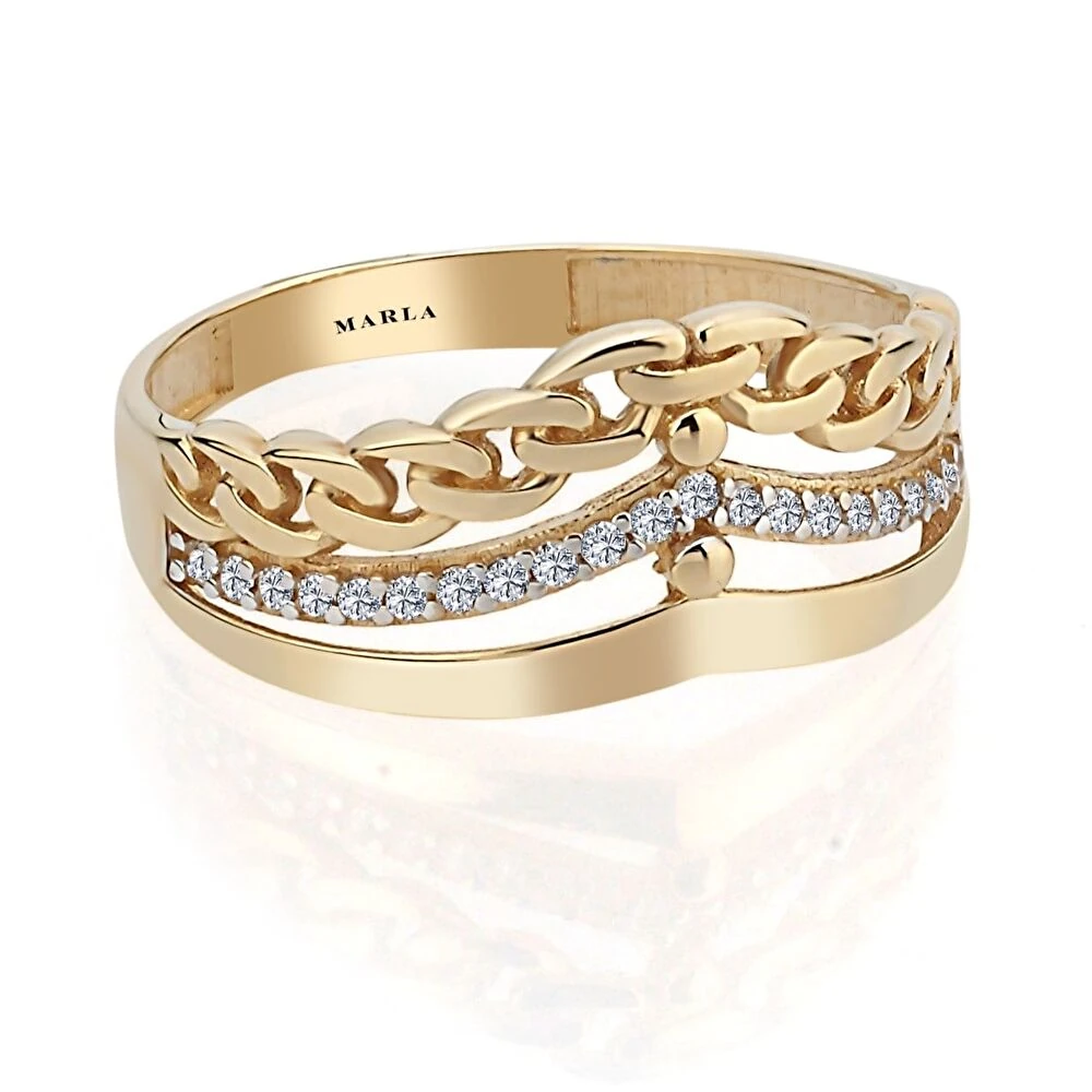 Taş Detaylı Altın Yüzük