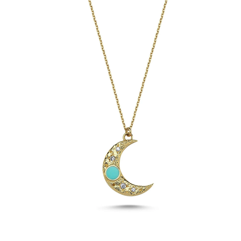 Mineli  Hilal Altın Kolye