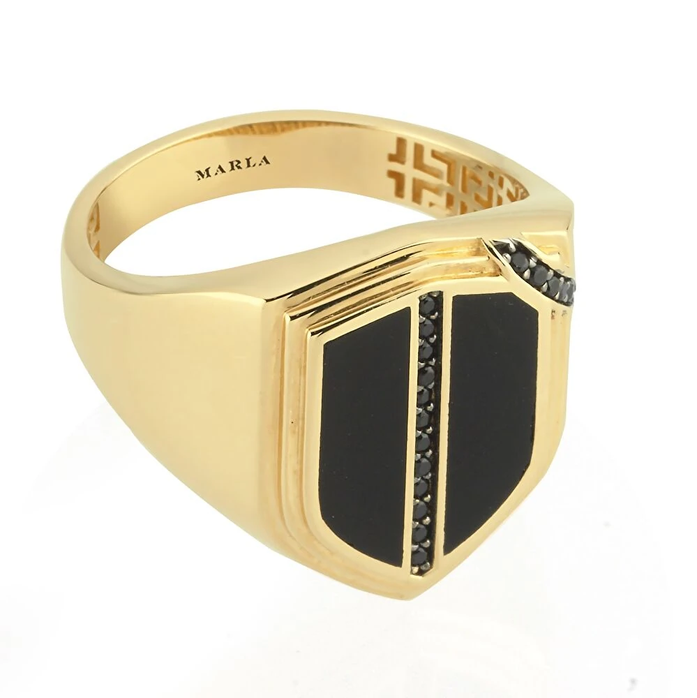 Mineli Altın Erkek Yüzük