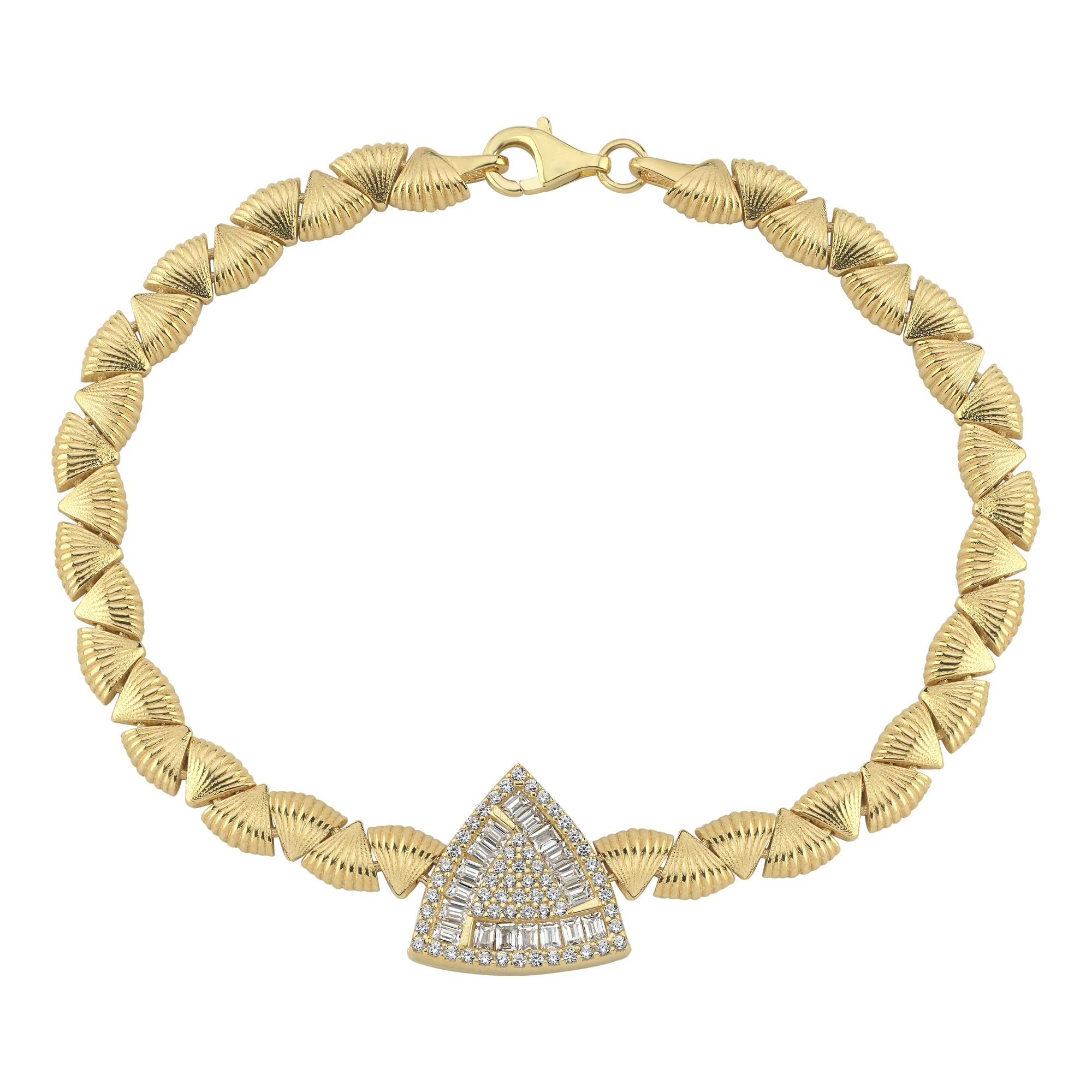 Taş Detaylı Üçgen Altın Bileklik