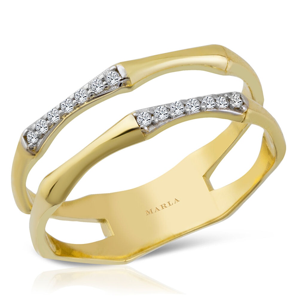 Taş Detaylı Altın Yüzük