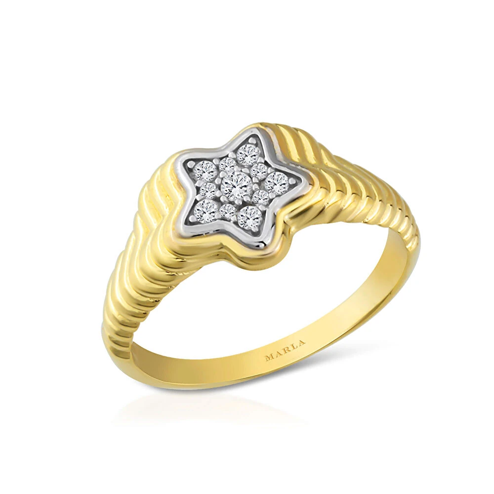 Taş Detaylı Yıldız Yüzük