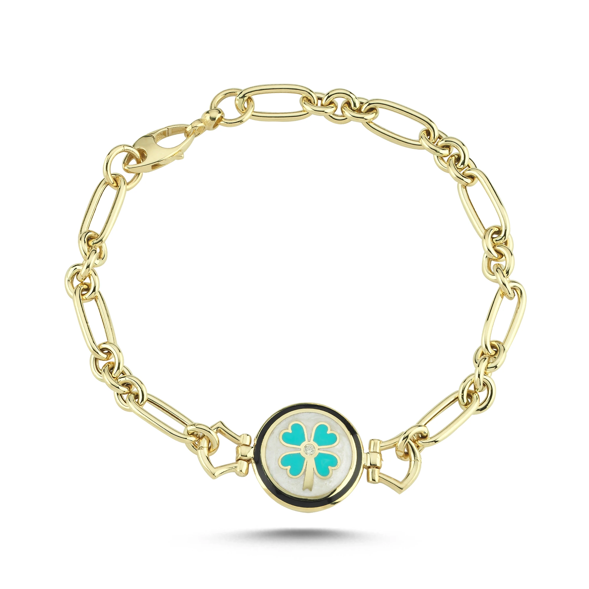 Yonca Mineli Altın Bileklik 