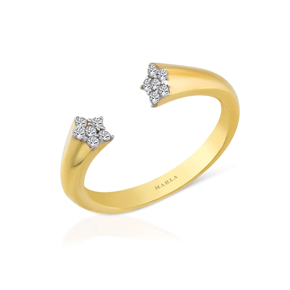 Taş Detaylı Yıldız  Altın Yüzük