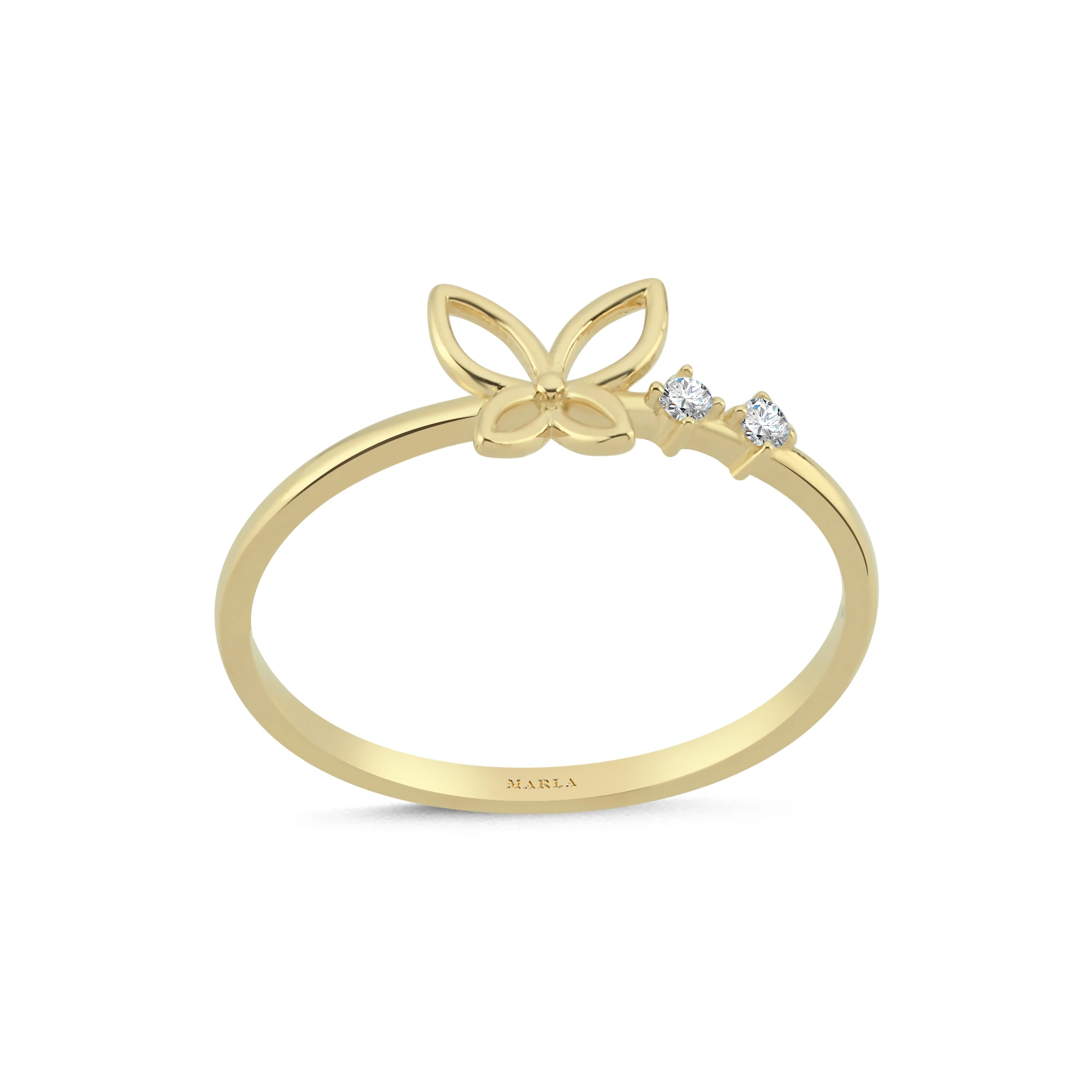 Taş Detaylı Kelebek Altın Yüzük