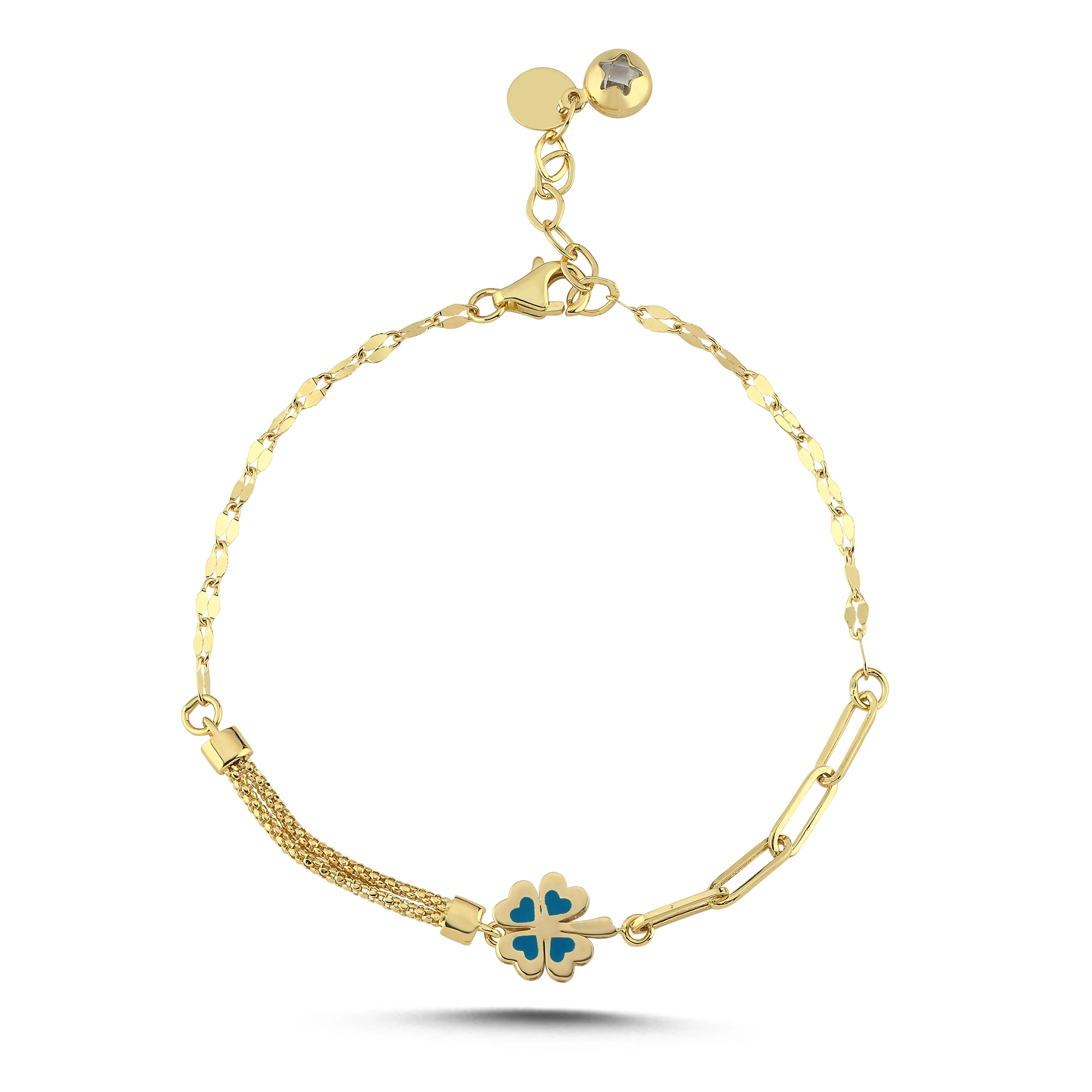 Mineli Altın Yonca Bileklik