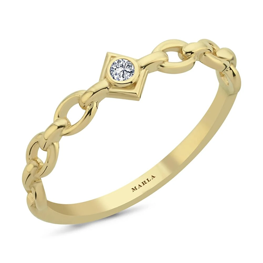 Taş Detaylı Altın Yüzük