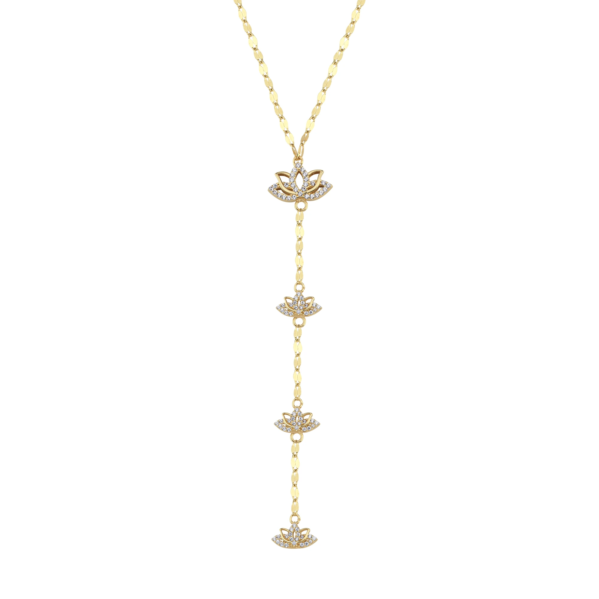 Taş Detaylı Lotus Altın Y Set