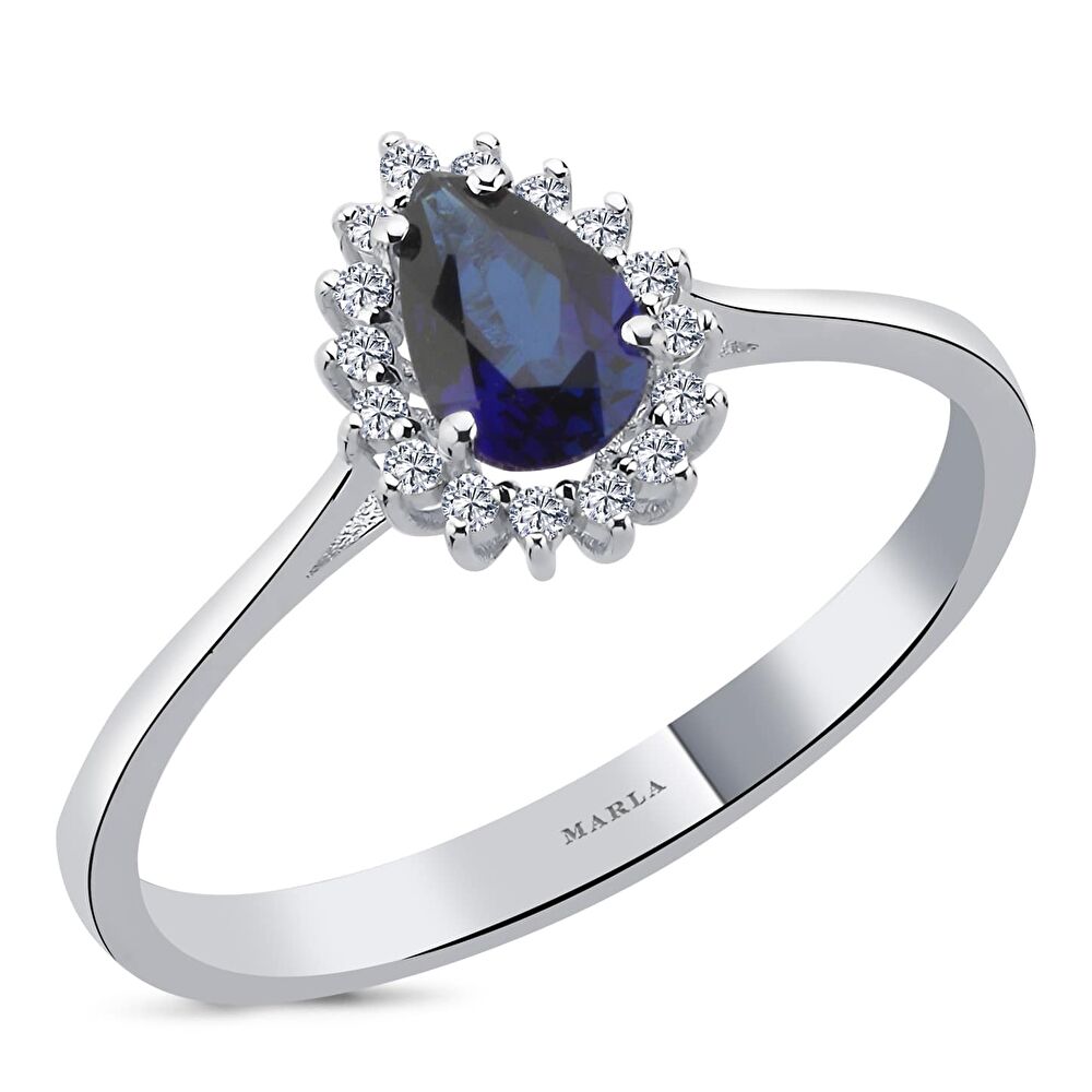 Safir Pırlanta Yüzük 0.50 Karat
