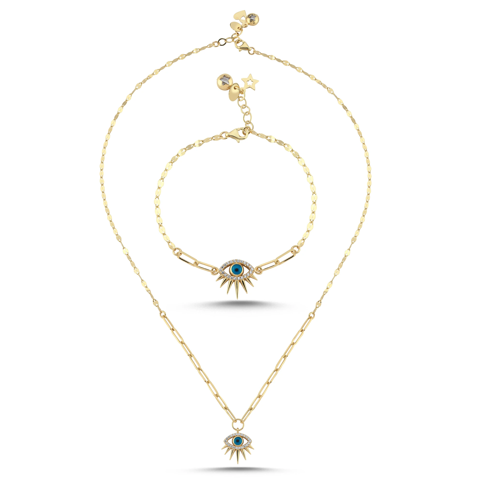 Taş Detaylı Göz Altın Set