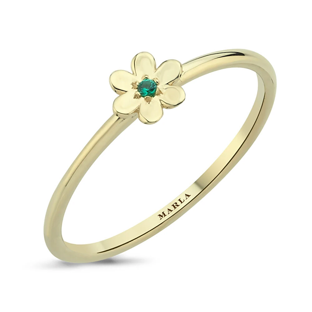 Renkli Taşlı Altın Daisy Yüzük