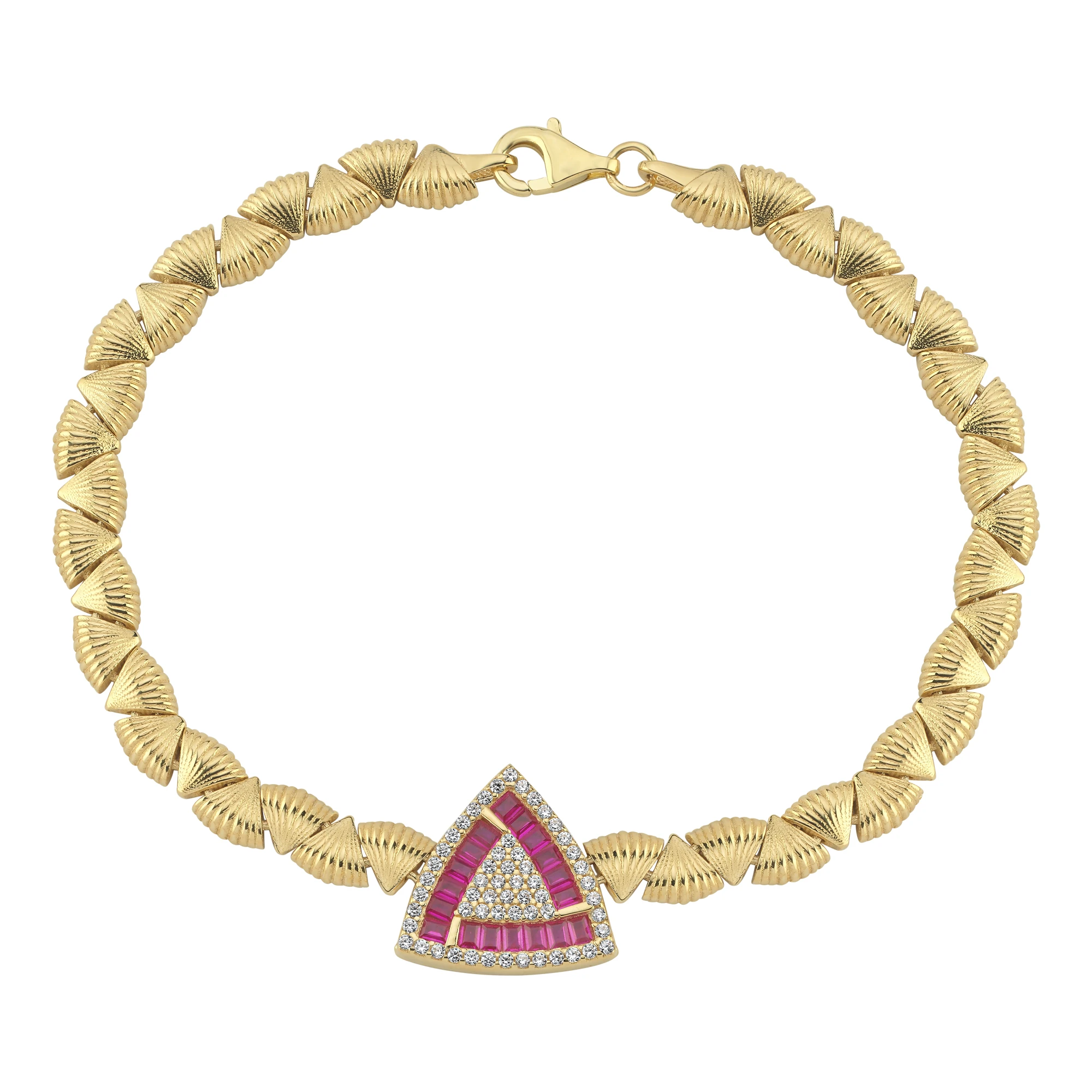 Renkli Taşlı Üçgen Altın Bileklik