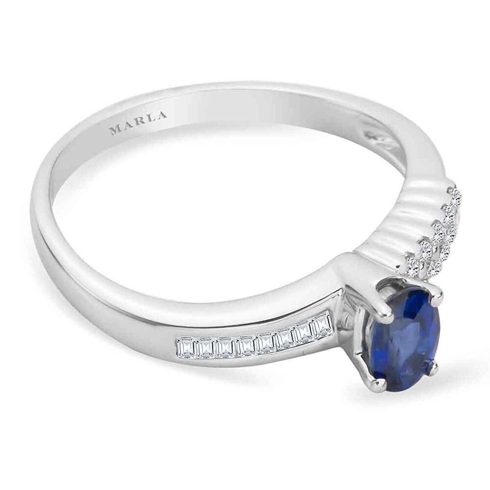 Baget Detaylı Safir Yüzük 0.50 Karat