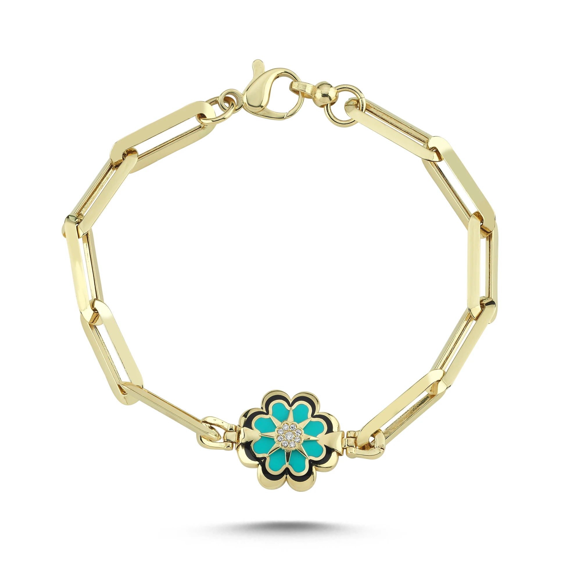 Çiçek Mineli Altın Bileklik