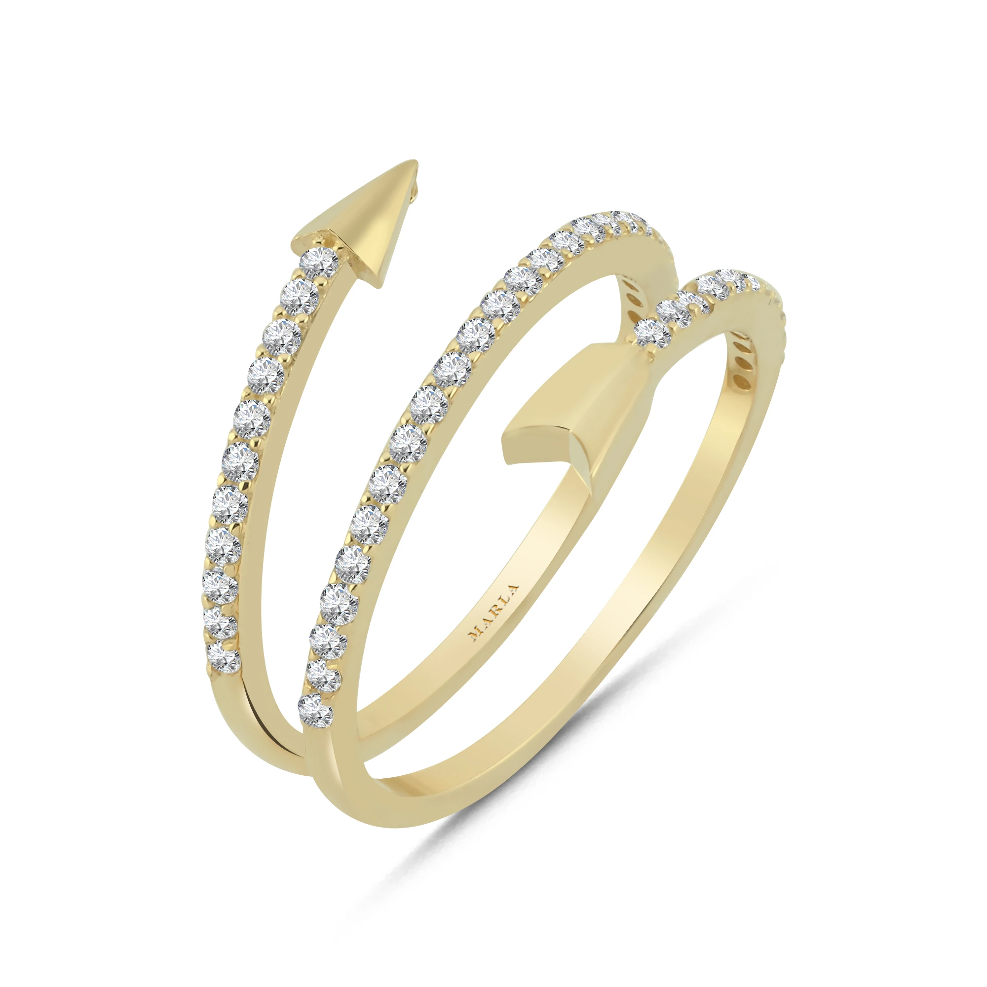 Taş Detaylı Altın Ok Yüzük