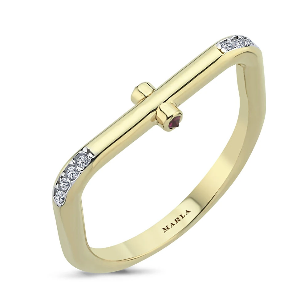 Taş Detaylı  Altın Yüzük