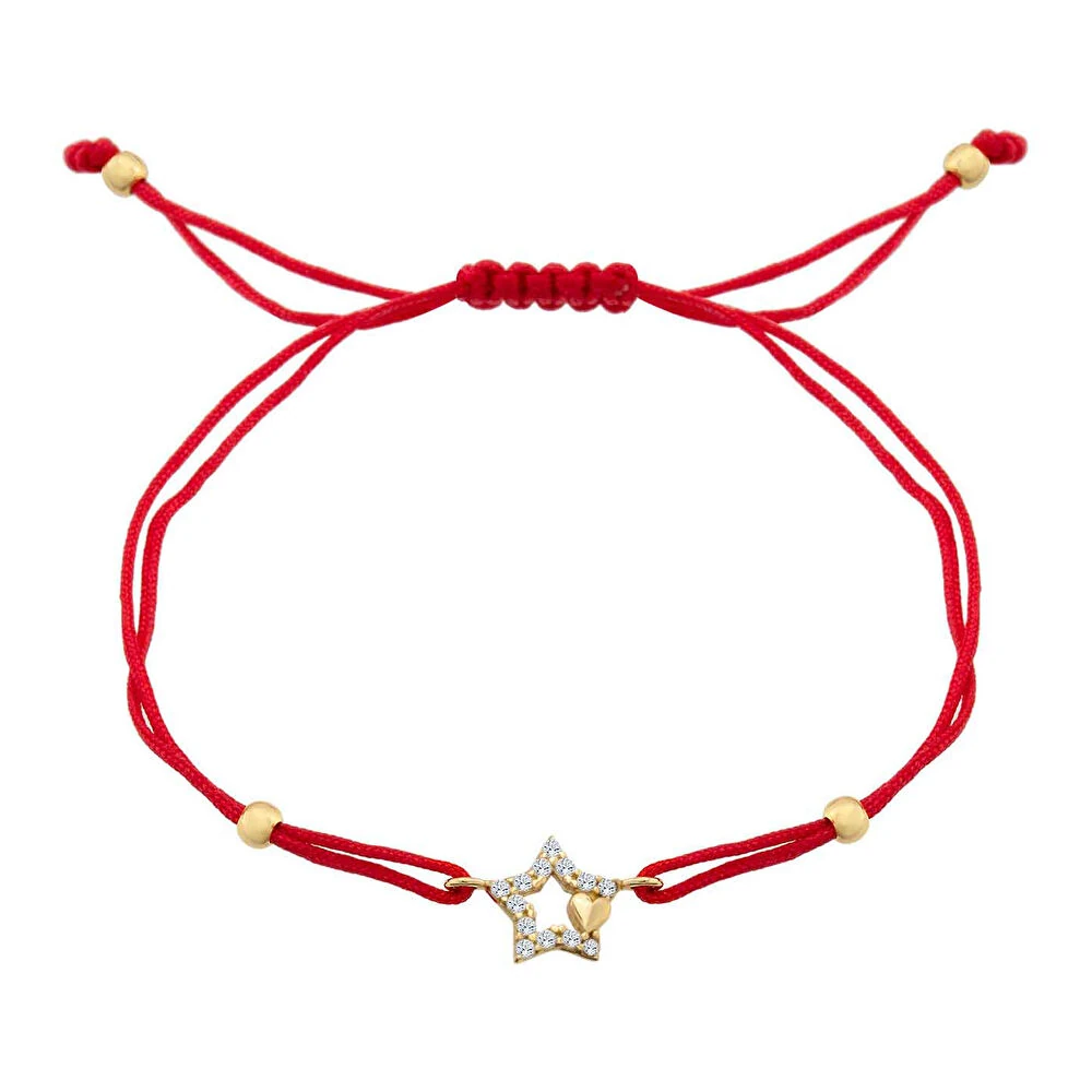 İpli Kalp Detaylı Yıldız Bileklik