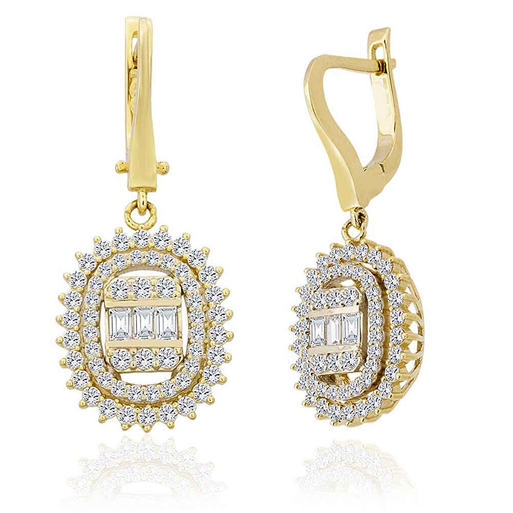 Pırlanta Baget Detaylı Küpe 1.25 Karat