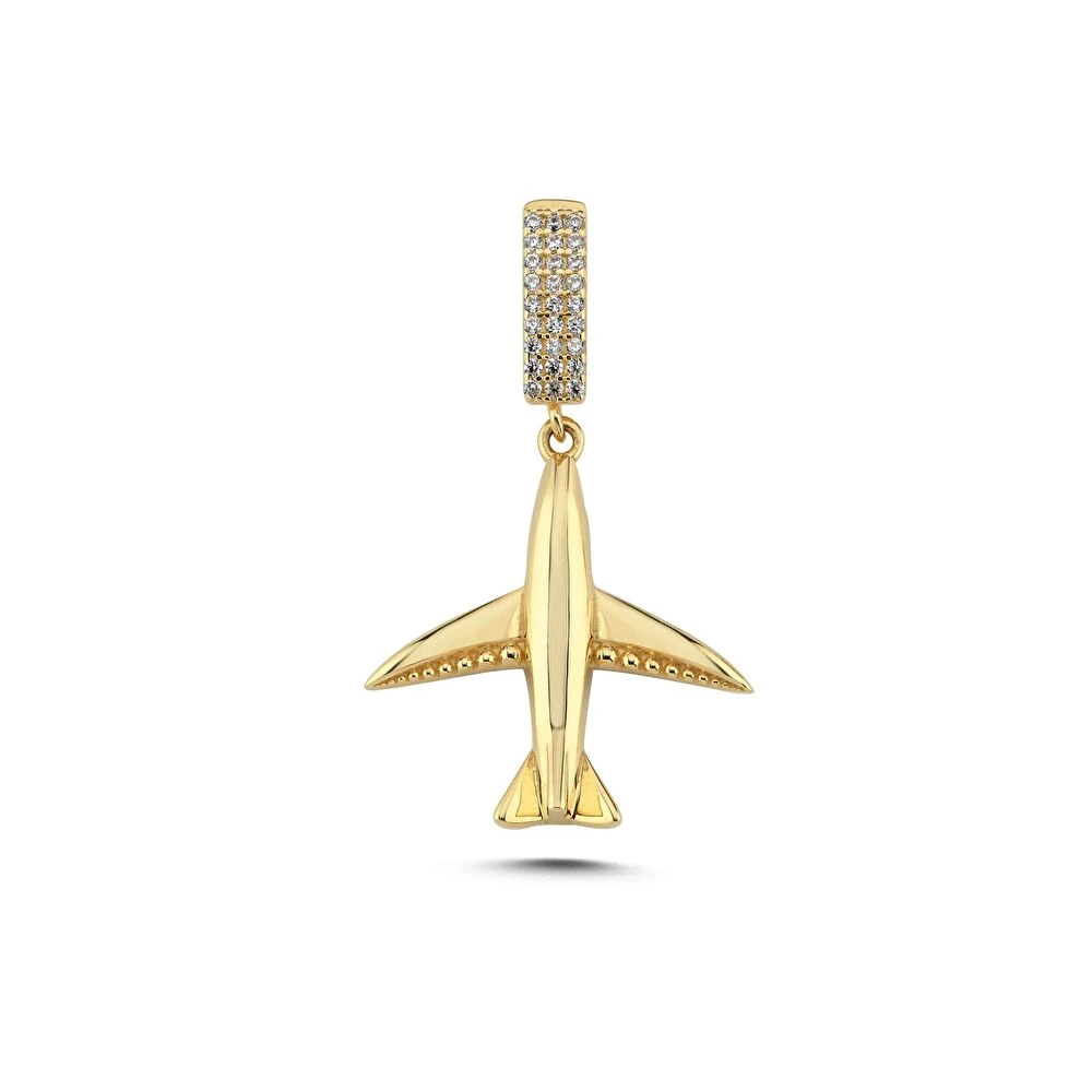 Altın Uçak Kolye Ucu