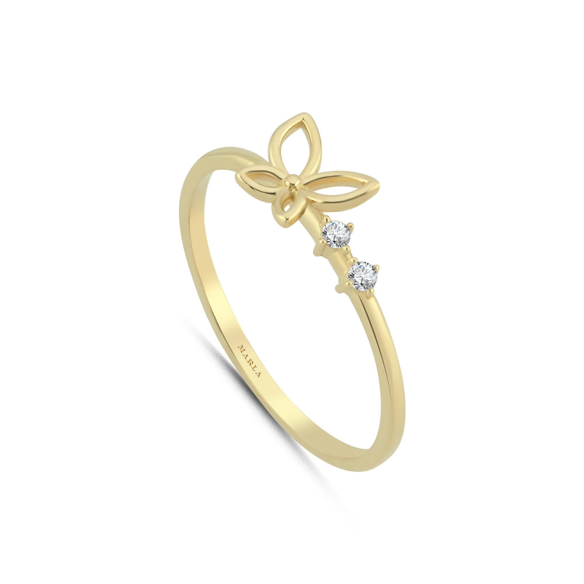 Taş Detaylı Kelebek Altın Yüzük