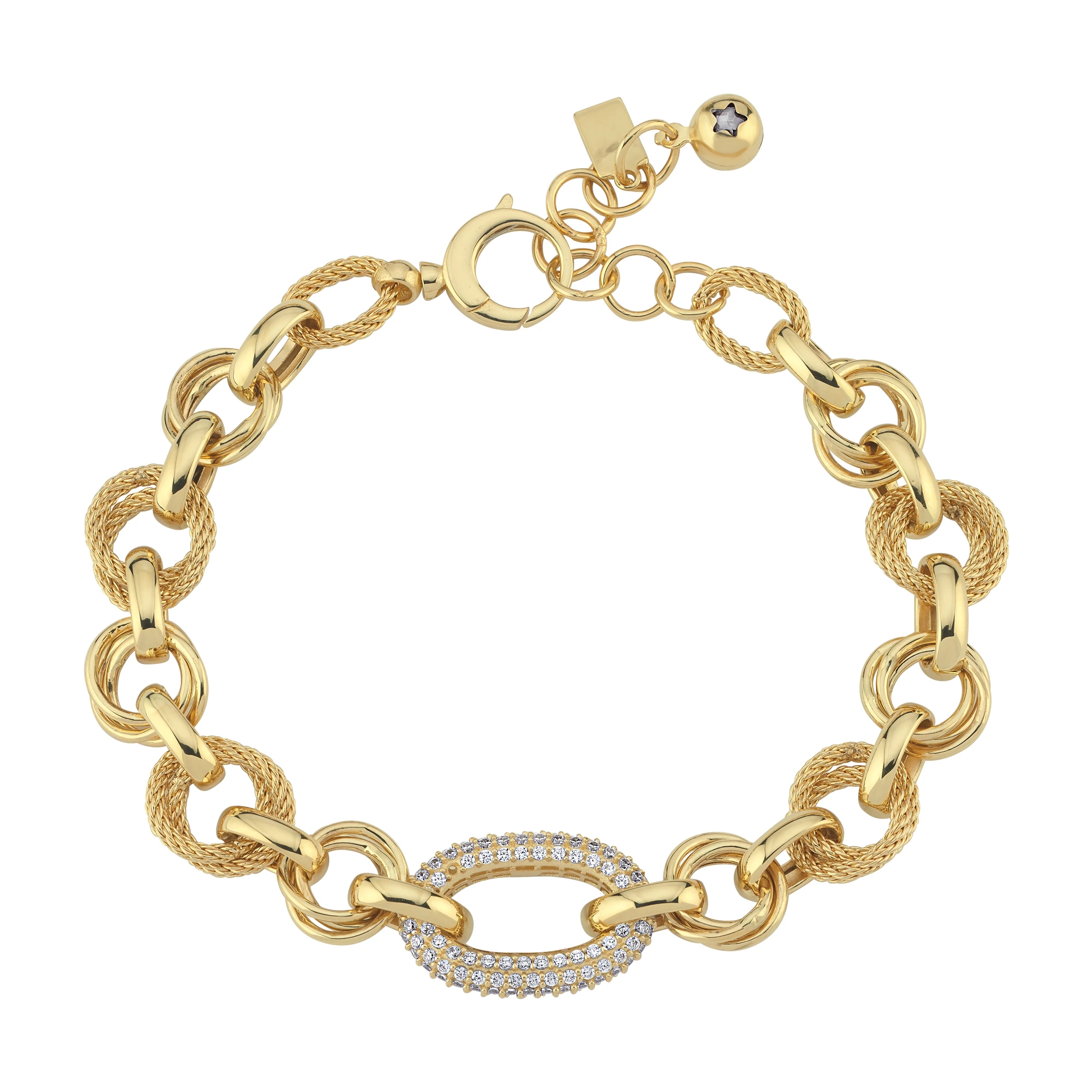 Taş Detaylı Altın Zincir Bileklik