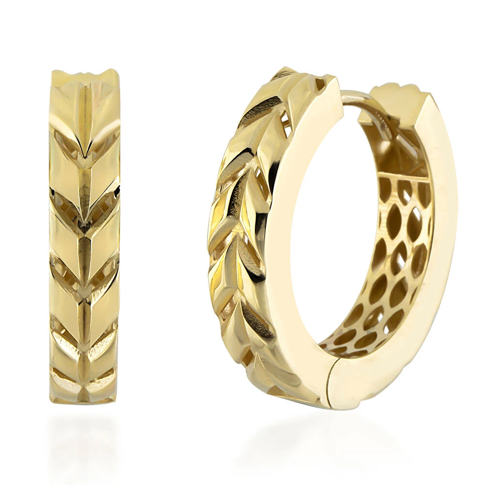 Yaprak Detaylı Halka Küpe