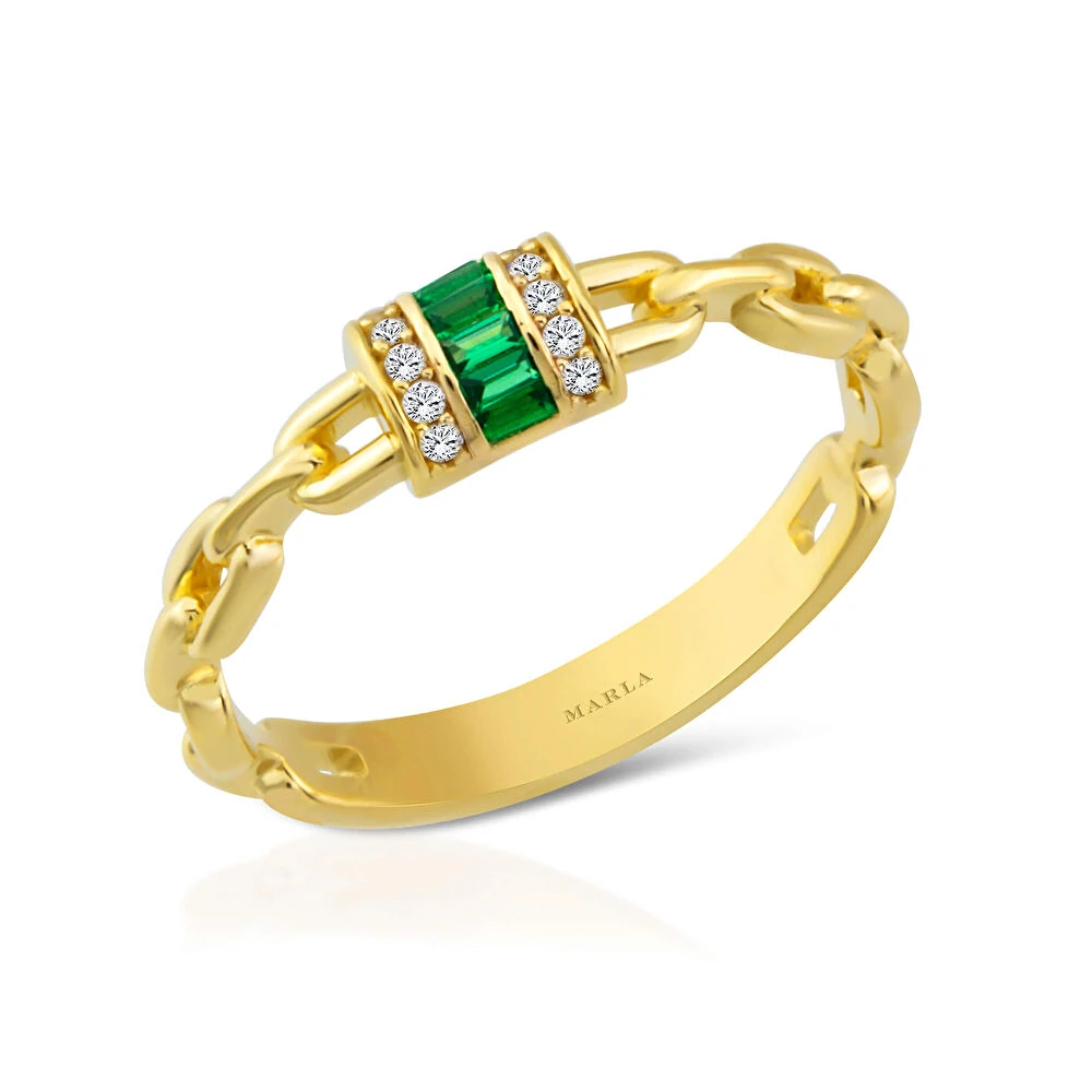 Renkli Taşlı Altın Yüzük