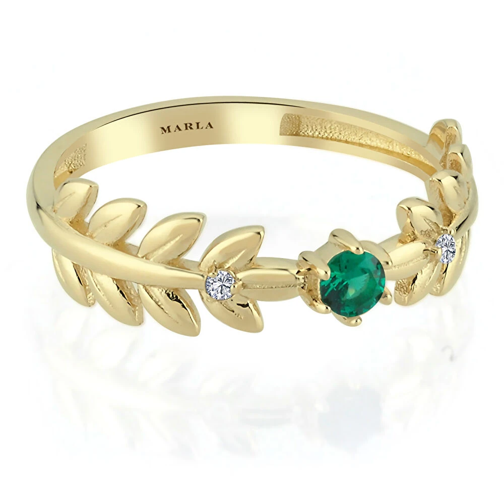 Renkli Taşlı Altın Helen Yüzük