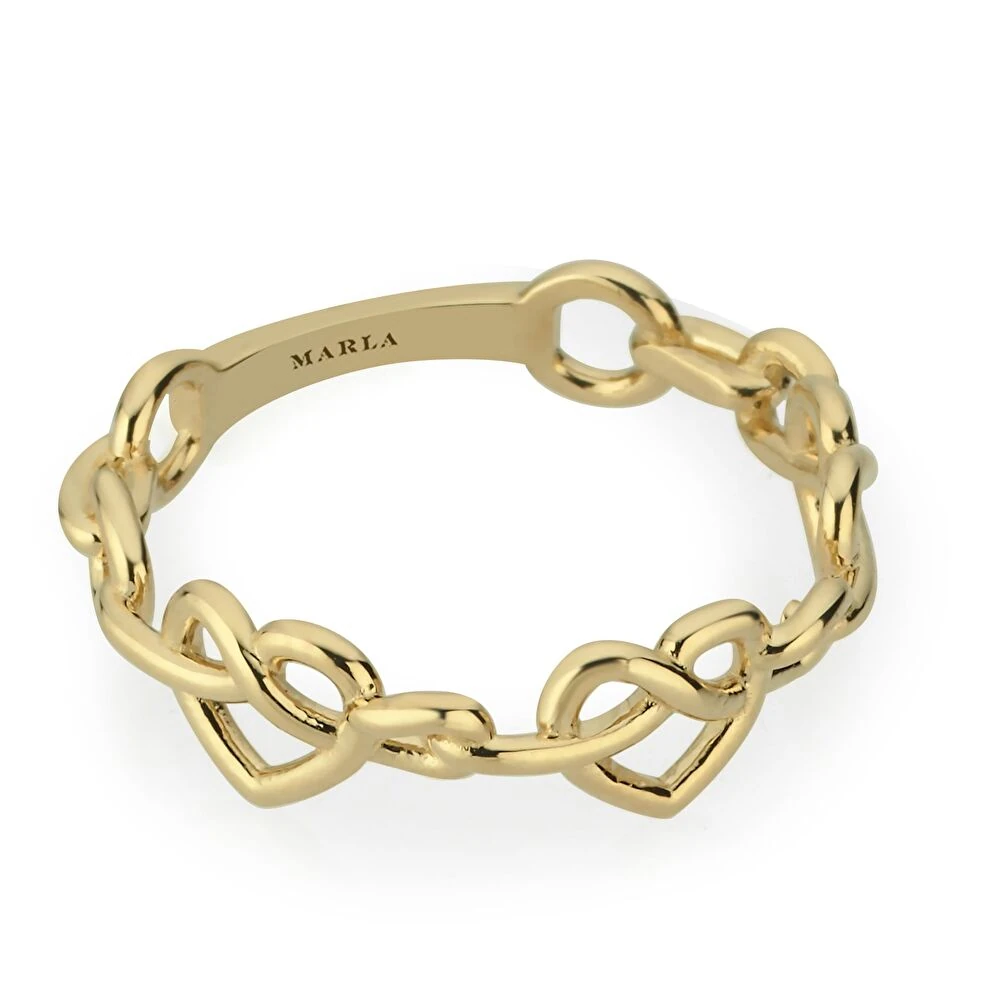 Kalp Detaylı Altın Yüzük