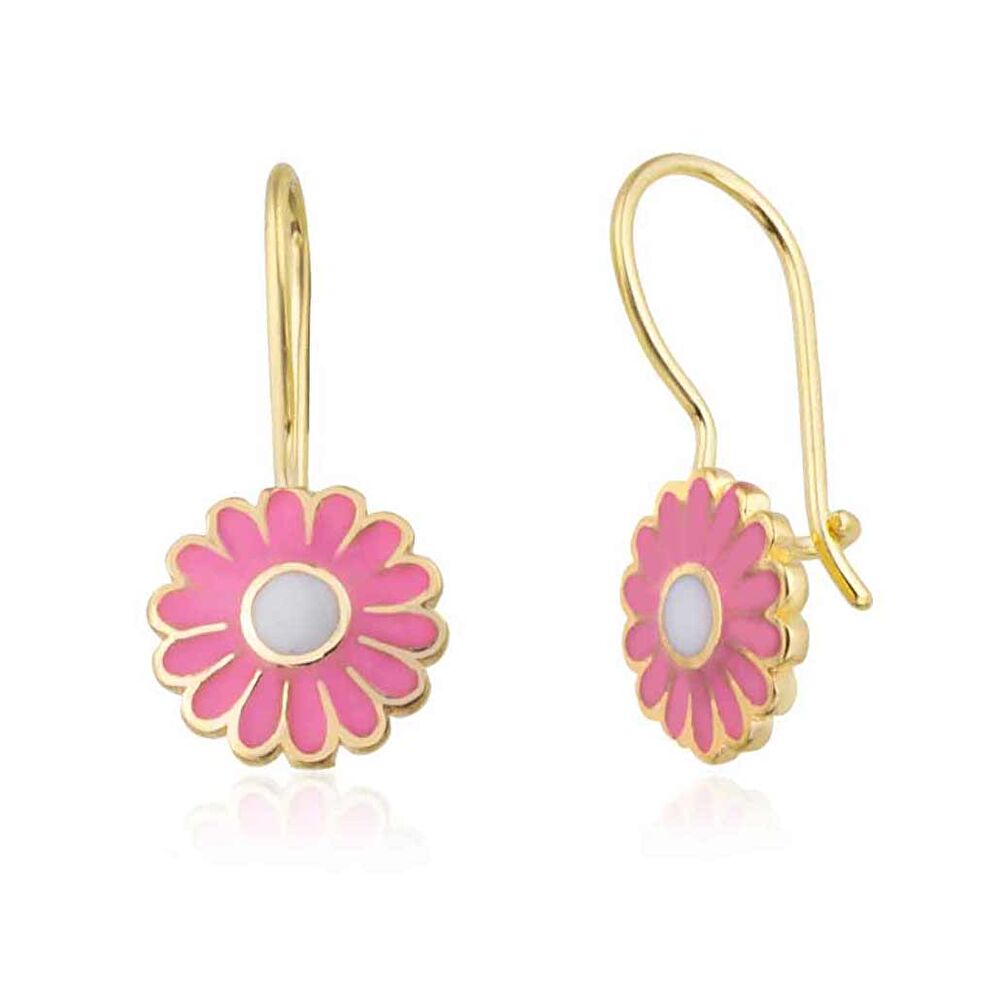 Pembe Papatya Mineli Çocuk Küpe