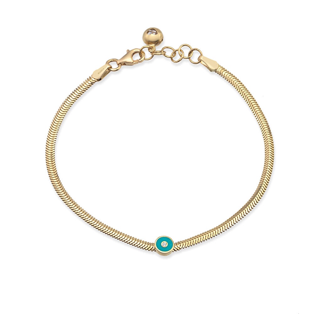 Gözlü Balıksırtı Altın Bileklik