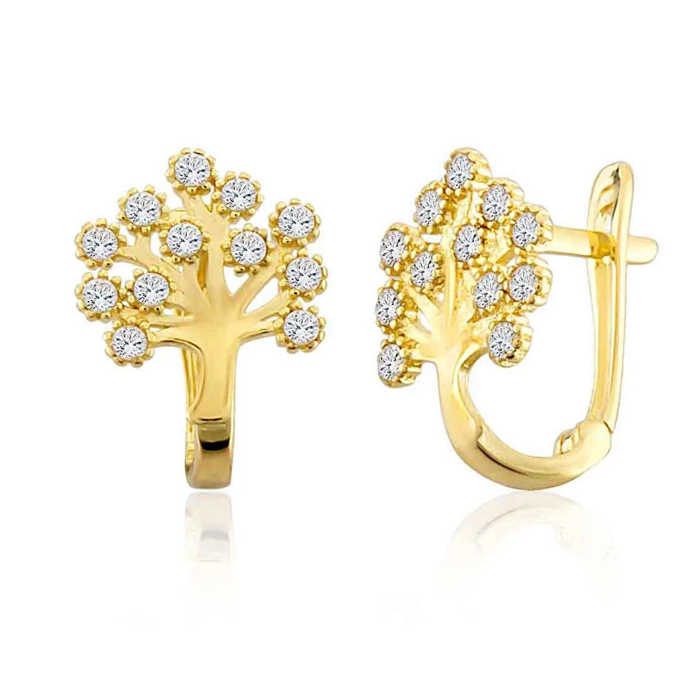 Ağaç Figürlü Altın Çocuk Küpe