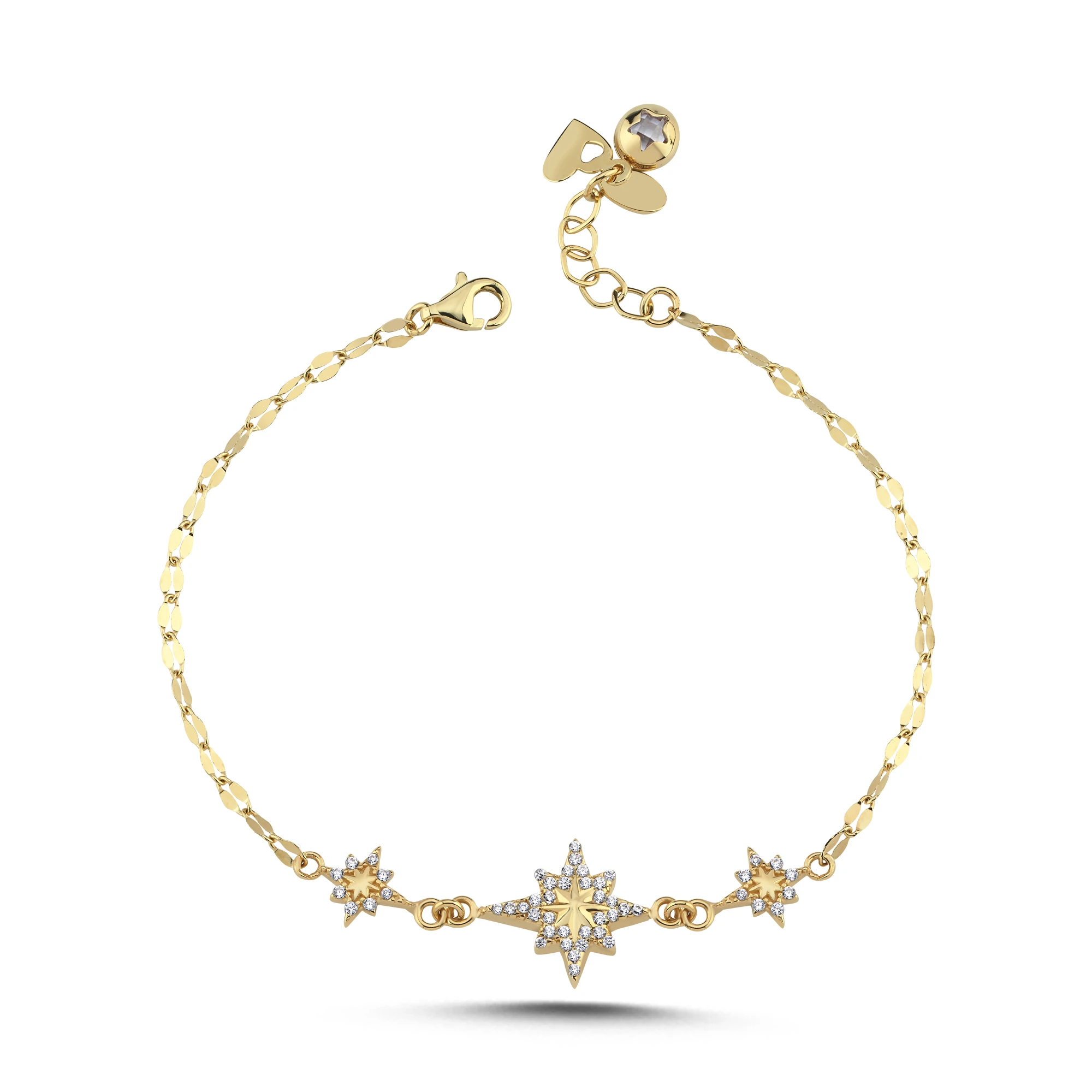 Taş Detaylı Kutup Yıldızı Altın Y Set