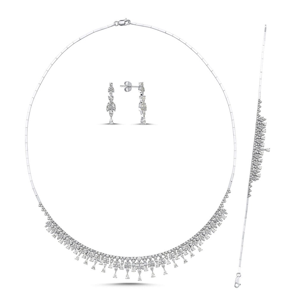 Beyaz Altın Damla Set