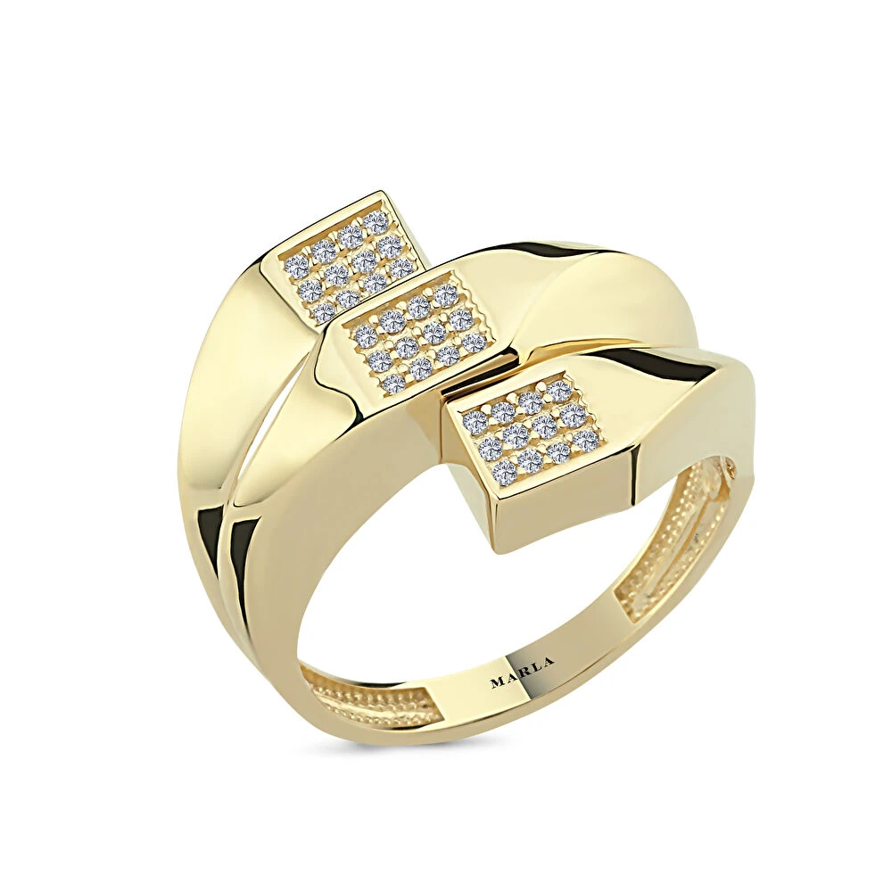 Taş Detaylı Altın Yüzük