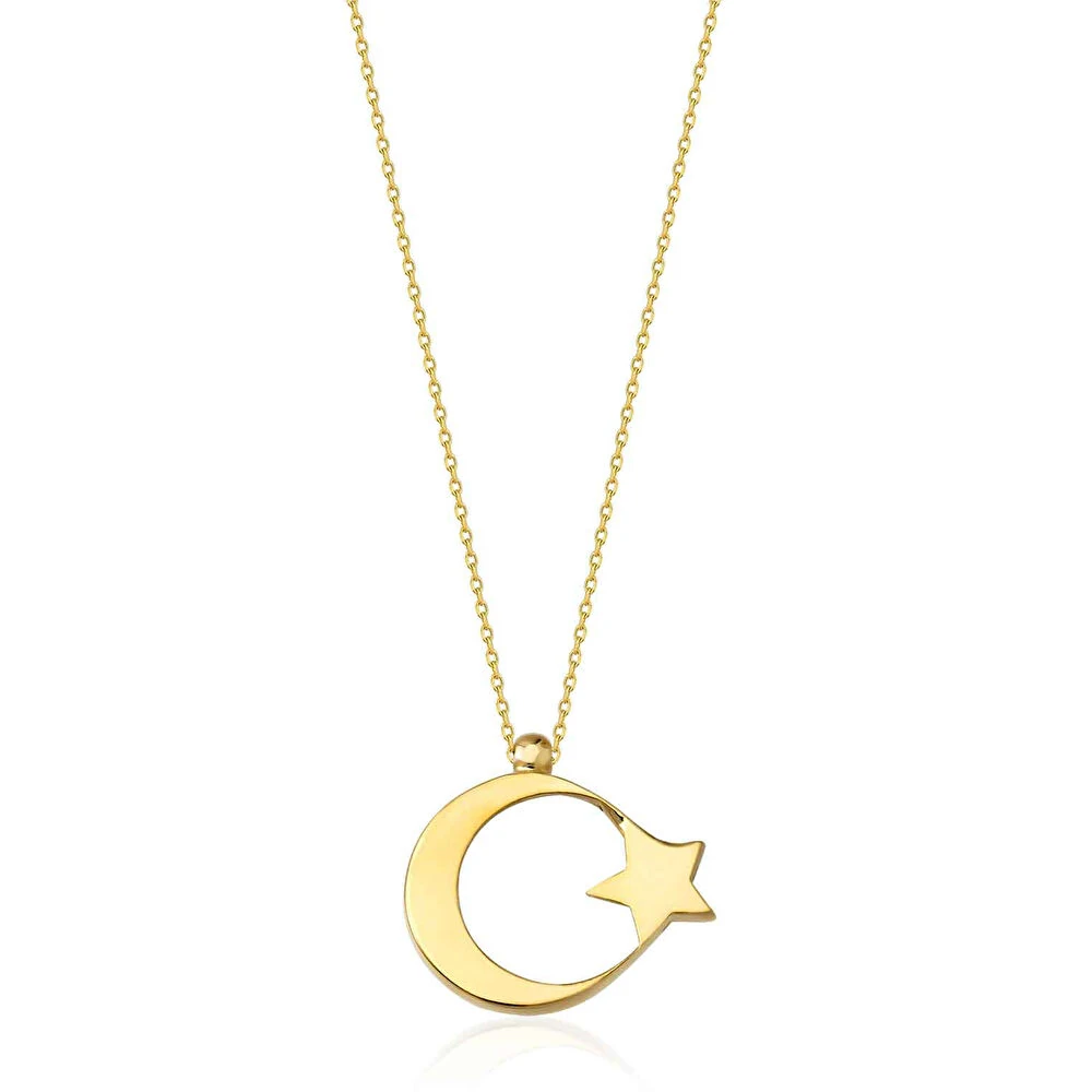 Altın Ay Yıldız Kolye
