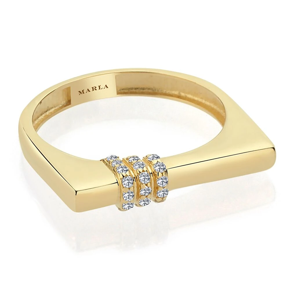 Taş Detaylı Altın Yüzük