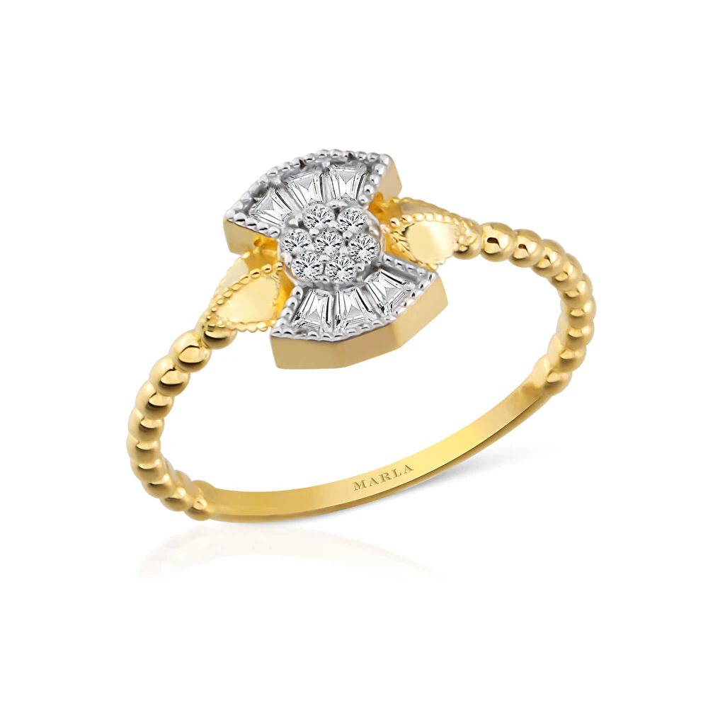 Taş Detaylı Altın Yüzük