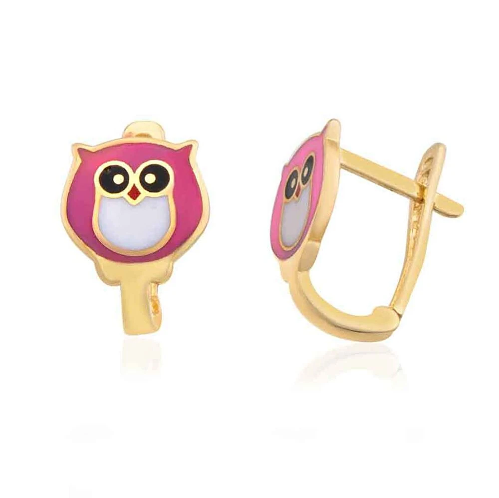 Baykuş Detaylı Altın Çocuk Küpe