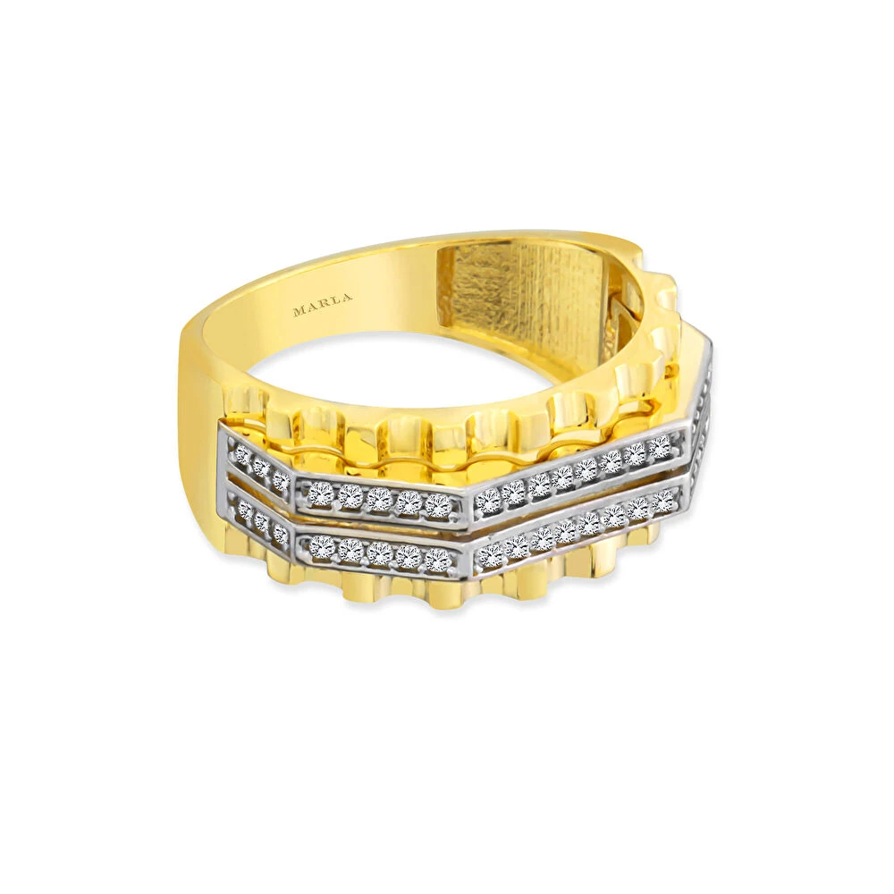 Taş Detaylı Altın Yüzük