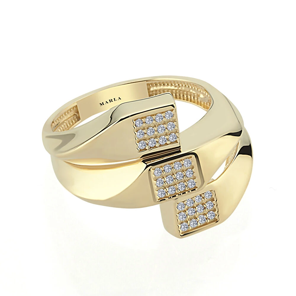 Taş Detaylı Altın Yüzük